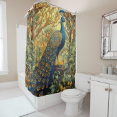 ウィリアム・モリスデザイン、ピーコック・イン・ザ・フォレスト シャワーカーテン (インサイチュ)