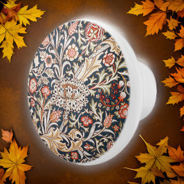 ウィリアム*モリストレントフローラレッドインディゴ金ゴールド セラミックノブ