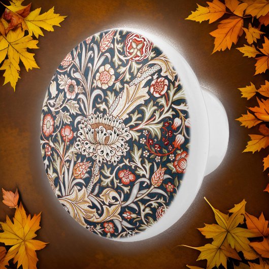 ウィリアム*モリストレントフローラレッドインディゴ金ゴールド セラミックノブ