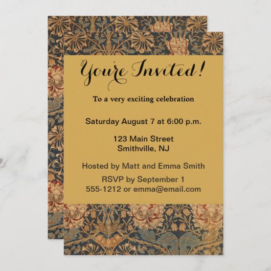 ウィリアム・モリスハニーサックルリッチ壁紙 招待状 (正面/裏面)