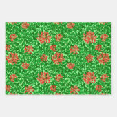 ウィリアム・モリスハニーサックル、ピンク。ピーチ・レッド ラッピングペーパーシート (正面2)