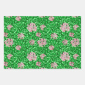 ウィリアム・モリスハニーサックル、ピンク。ピーチ・レッド ラッピングペーパーシート (正面)