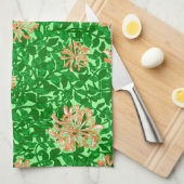 ウィリアム・モリスハニーサックル・ピーチ・アンド・グリーン キッチンタオル (四つ折り)