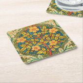 ウィリアム・モリスバラリース:クラシックアーツ&クラフツ スクエアペーパーコースター (アングル)