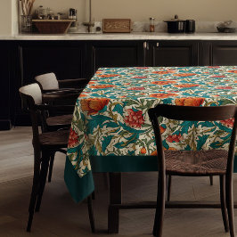 ウィリアム・モリスパンペネルテラコッタパステルブルー テーブルクロス