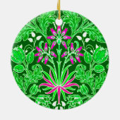 ウィリアム・モリスヒヤシンスプリントライム&エメラルドグリーン セラミックオーナメント (裏面)
