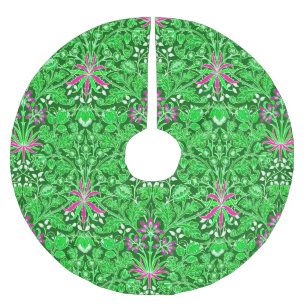 ウィリアム・モリスヒヤシンスプリントライム&エメラルドグリーン ブラッシュドポリエステルツリースカート