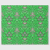 ウィリアム・モリスヒヤシンスプリントライム&エメラルドグリーン ラッピングペーパー (フラット)
