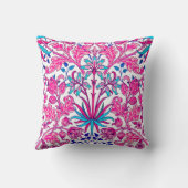 ウィリアム・モリスヒヤシンスプリント、明るい赤紫色ピンク クッション (裏面)