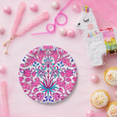 ウィリアム・モリスヒヤシンスプリント、明るい赤紫色ピンク ペーパープレート (パーティー)