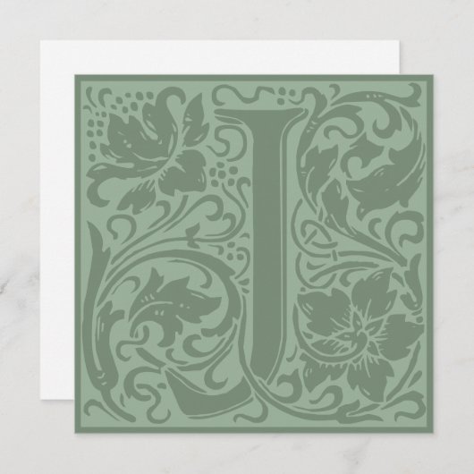 ウィリアム・モリスフローラアルファベット文字J 招待状 (正面/裏面)