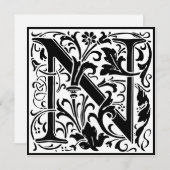 ウィリアム・モリスフローラアルファベット文字N 招待状 (正面/裏面)