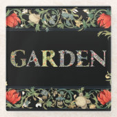 ウィリアム・モリスフローラガーデンモットアンドフレーム ガラスコースター (正面)
