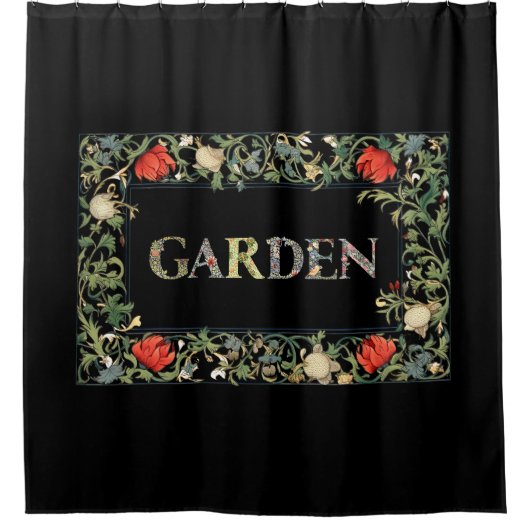 ウィリアム・モリスフローラガーデンモットアンドフレーム シャワーカーテン (正面)