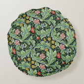 ウィリアム・モリスフローラフラワーカーネーションピンク・グリーン ラウンドクッション (裏面)