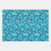 ウィリアム・モリスフローラ、レッド、ターコイズ、明るい赤紫色 ラッピングペーパーシート (正面2)