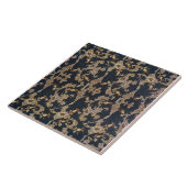 ウィリアム*モリスブラック&金ゴールドパインコーンデザイン タイル (側面)