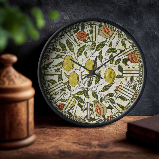 ウィリアム・モリスポメグラナートレモンヴィンテージパターン 壁時計