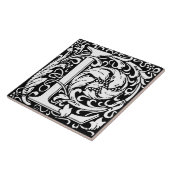 ウィリアム・モリスモノグラムのアールヌーボー手紙L タイル (側面)