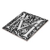 ウィリアム・モリスモノグラムのアールヌーボー手紙M タイル (側面)