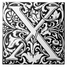 ウィリアム・モリスモノグラムのアールヌーボー手紙X タイル