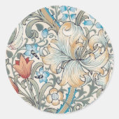 ウィリアム・モリスリリーアールヌーボーフローラルパターンクラ ラウンドシール (正面)