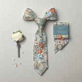 ウィリアム・モリスリリーアールヌーボーフローラルパターン ネクタイ