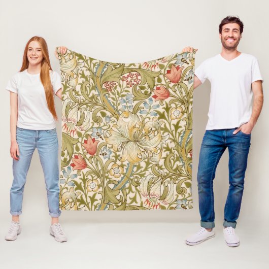 ウィリアム・モリスリリーアールヌーボーフローラルパターン フリースブランケット (インサイチュ)