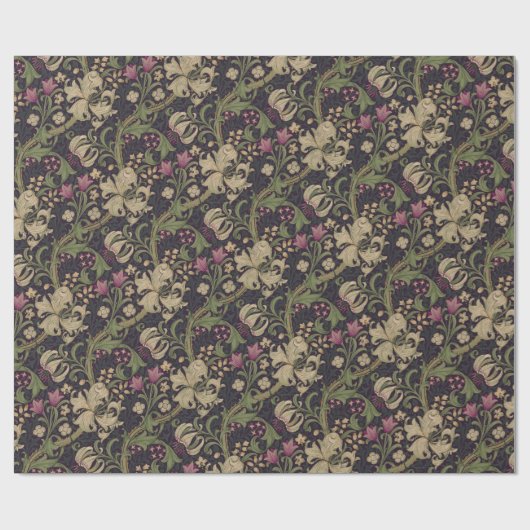 ウィリアム・モリスリリーアールヌーボーフローラルパターン ラッピングペーパー (フラット)