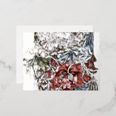 ウィリアム・モリスリースフローラテキスタイル・アートレッド・ブルー 箔シーズンポストカード (正面/裏面)