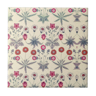 ウィリアム*モリスレッドブルーフラワーデイジーヴィンテージ タイル