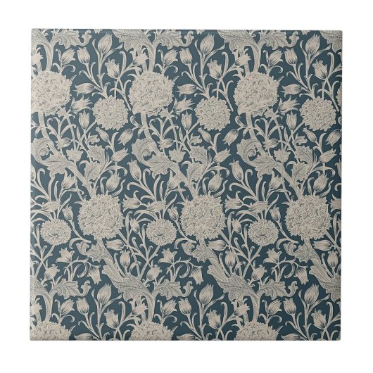 ウィリアム*モリスワイルドチューリップヴィンテージ タイル (正面)
