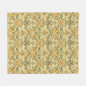 ウィリアム・モリスヴィンテージの葉と花柄 フリースブランケット (正面(横))