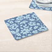 ウィリアム・モリスヴィンテージの青い花 スクエアペーパーコースター (アングル)