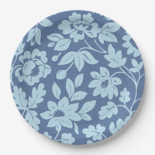 ウィリアム・モリスヴィンテージの青い花 ペーパープレート (正面)