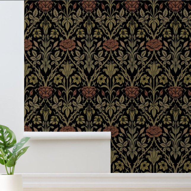 ウィリアム・モリスヴィンテージバラとリリー・パターン 壁紙 (クリエイターアップロード済み)