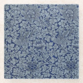 ウィリアム・モリスヴィンテージパターン鳥とアネモン ガラスコースター (正面)