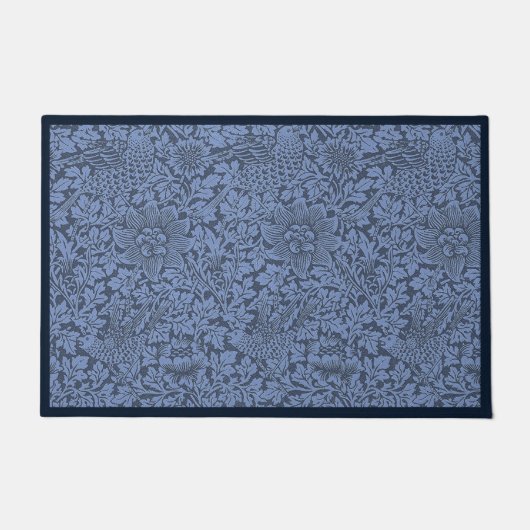 ウィリアム・モリスヴィンテージパターン鳥とアネモン ドアマット (正面)