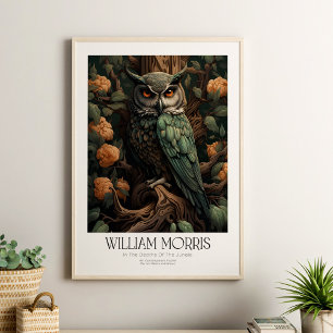 ウィリアム・モリスヴィンテージフクロウと花 ポスター