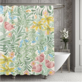 ウィリアム・モリスヴィンテージフローラルパターン シャワーカーテン