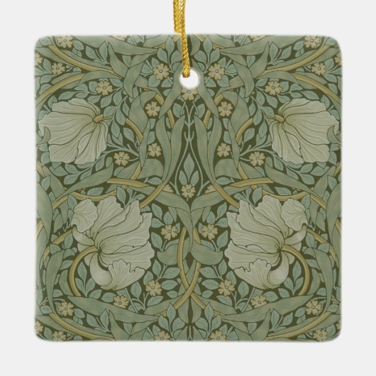 ウィリアム・モリスヴィンテージフローラ織物 セラミックオーナメント (正面)