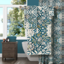 ウィリアム・モリスヴィンテージブルーフローラコラージュアートこうもり