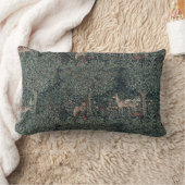 ウィリアム・モリスヴィンテージ緑森の動物 ランバークッション (ブランケット)