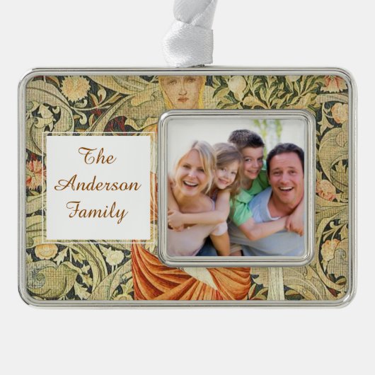 ウィリアム・モリス壁紙パターン シルバープレートフレームオーナメント (正面)