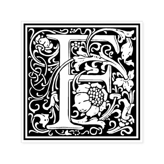 ウィリアム・モリス文字ビクトリアンFフローラスタンプ セルフインキングスタンプ (デザイン)