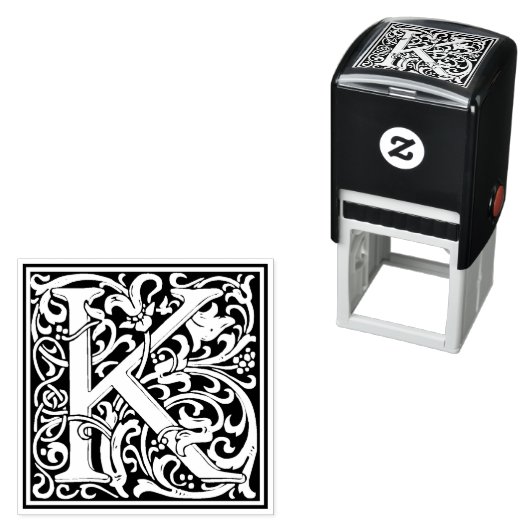 ウィリアム・モリス文字Kビクトリアンフローラスタンプ セルフインキングスタンプ (インサイチュ)