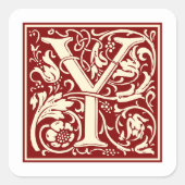 ウィリアム・モリス文字Yモノグラムイニシャルレッド スクエアシール (正面)