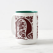 ウィリアム・モリス暗赤色アート工芸品モノグラム ツートーンマグカップ (正面左)