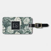 ウィリアム・モリス植物学アネモンとモノグラム ラゲッジタグ (正面横)