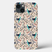 ウィリアム・モリス様式のハチドリの植物画 Case-Mate iPhoneケース (裏面)